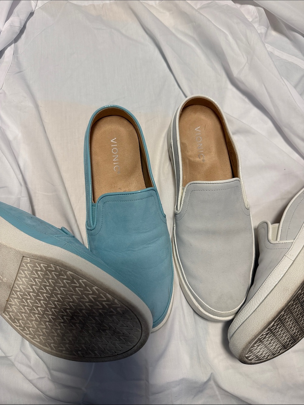 Vionic Ladies Slip-On Loafers in Blue and Light Gray